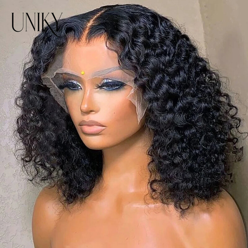 Deep Water Wave Glueless Wig Pre-Cut HD Lace Wig 150% Pre-Plucked Natural Wave 6x4 Glueless Curly Human Hair Wigs For BlackWomen