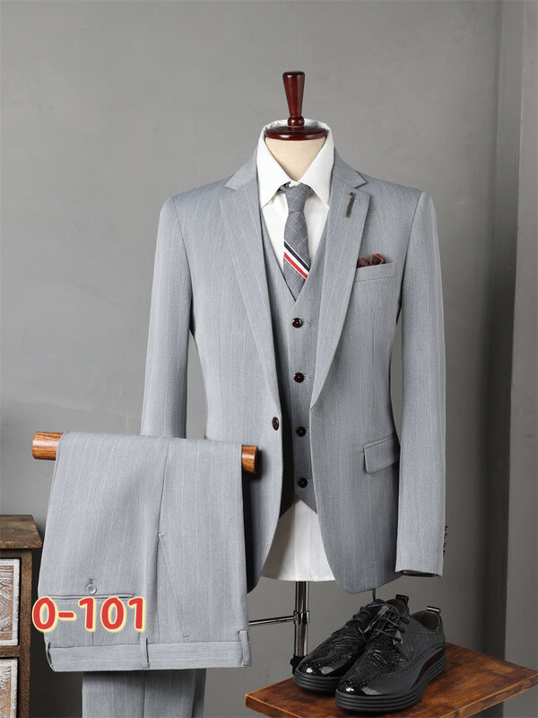 Men's Korean style groomsmen's striped suit suit