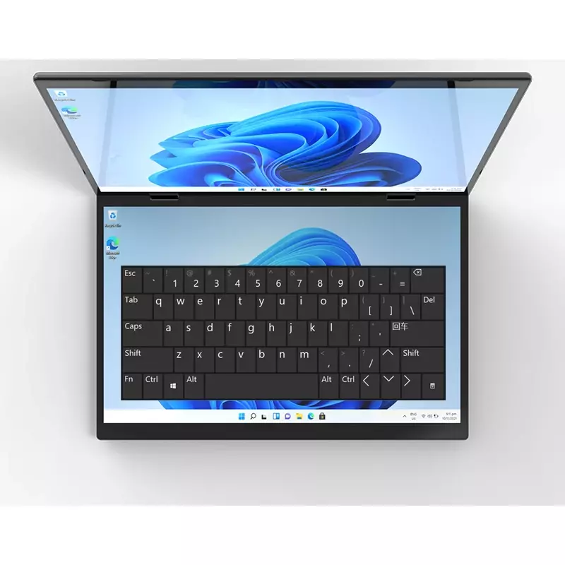 Kingnovy L14 Laptop 360 ° layar ganda YOGA 12 Gen Intel N95 2*14 inci 2.5K sentuh IPS Windows 11 Tablet PC 2 in 1 Notebook WiFi