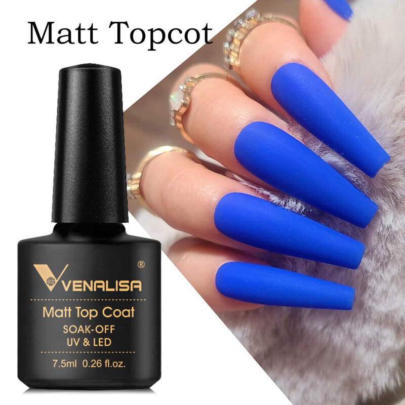 VENALISA Matte Top Coat CANNI Nail Art Design High Quality UV LED Base Coat No Sticky Layer Top Coat, Soak off Matt Topcoat