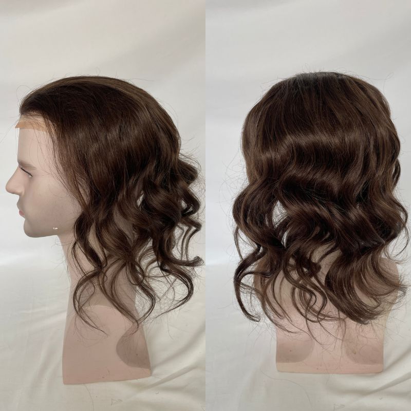 12 дюймов 28 мм волна #3 коричневый цвет парик для мужчин моно кружево с PU Европейский 100% человеческие волосы кусок 10x8 базовый размер