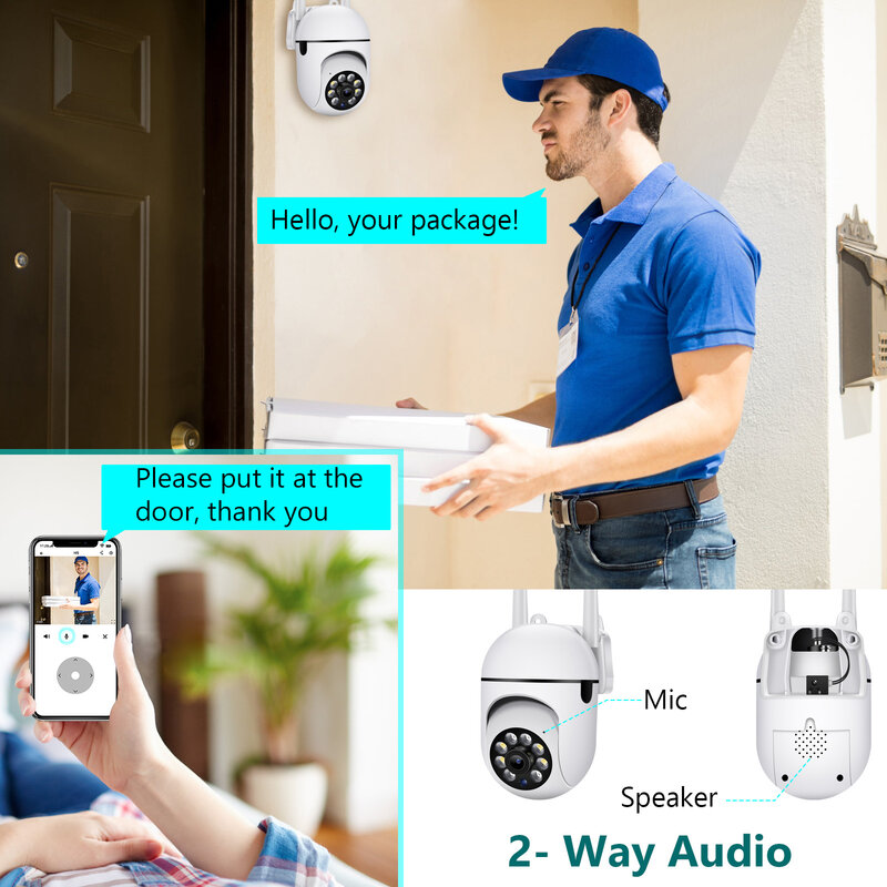 Наружная Wi-Fi камера для домашней системы безопасности, беспроводная камера видеонаблюдения с двухсторонним аудио и функцией ночного видения, 3 Мп