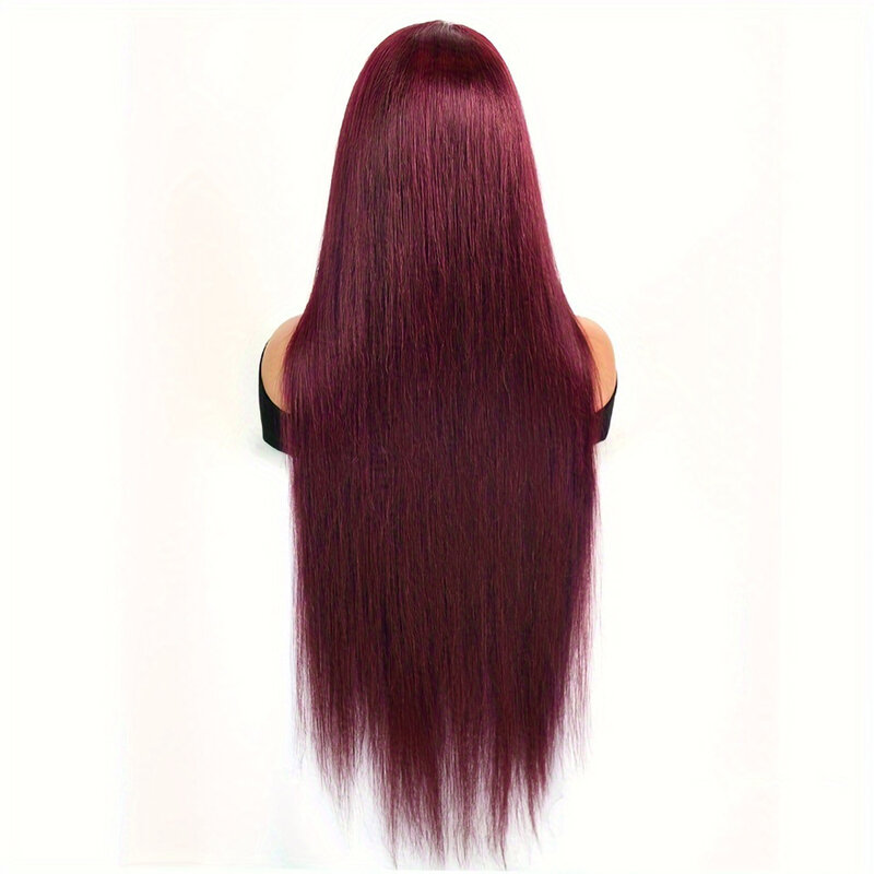 Парик из человеческих волос бордового цвета, плотность 180%, 4x4