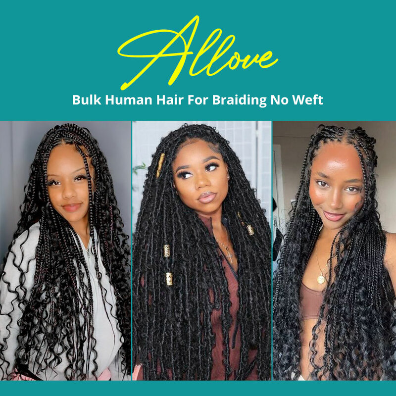 Allove Bulk Human Hair Deep Wave Human Hair For Braiding 100% Unprocessed No Weft Human Hair Bulk Extensions Brazilian Remy Hair