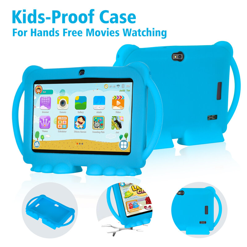 XGODY 어린이 태블릿 PC, 학습 교육용, 32GB ROM, 쿼드 코어, WiFi OTG, 1024x600, 태블릿 케이스 포함, 7 인치 안드로이드
