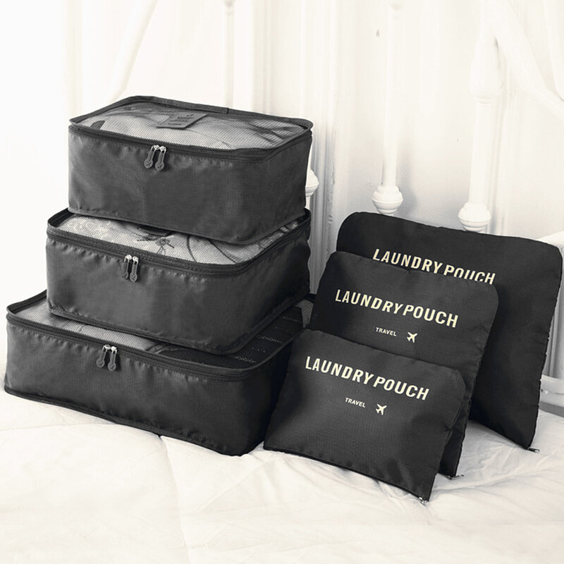 Conjunto de organizador de maletas de equipaje duradero, tela Oxford de viaje, gris, 2 telas, mantener limpio y ordenado
