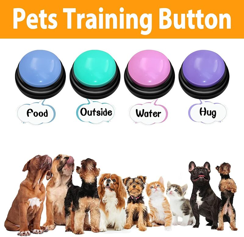 Cão Comunicação Botão Gravável Falando Botões, Interativo Cat Gravador de Voz, Brinquedo Falante, Pet Training, Answer Buzzer Tool