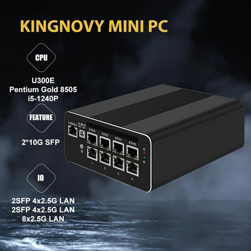 10GbE SFP+ Micro Firewall Appliance Mini PC Intel Core i5 1240P 12C/16T 4xIntel I226-V 2.5GbE 2*Intel 10Gb Network Card Firewall