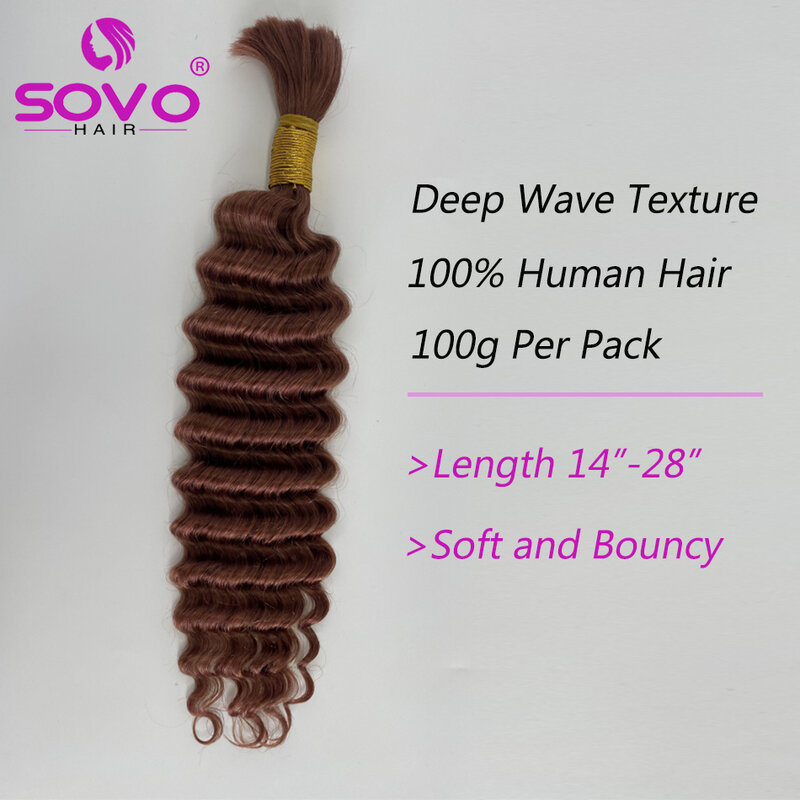 Deep Wave Bulk Human Hair For Braiding No Weft Micro Braiding Hair Braids Extensions Human Hair  Natural Black 14-28 inches