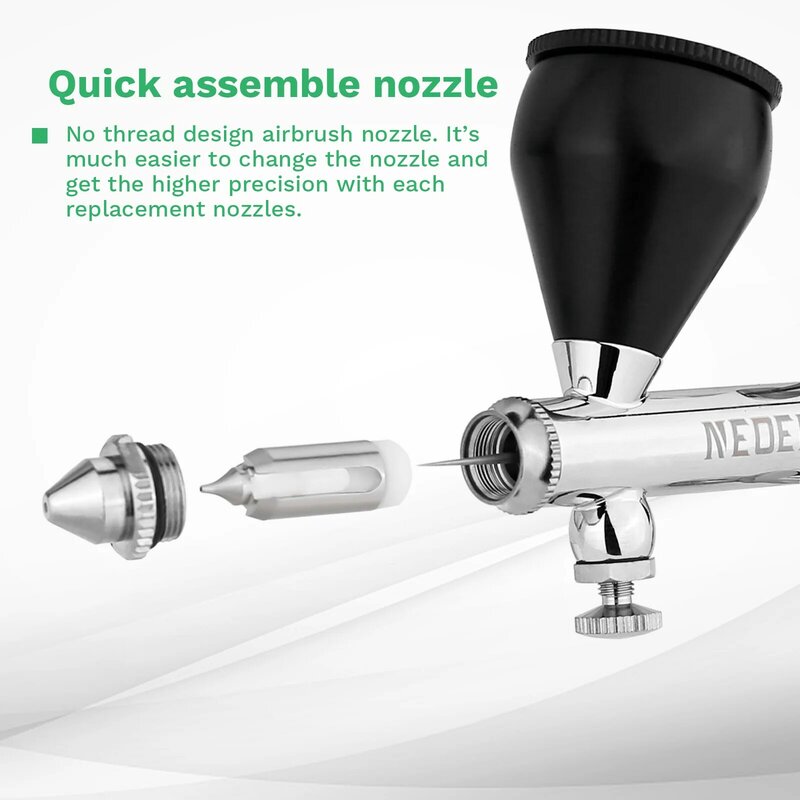 Neoeco NCT-SJ83 Dual Action Airbrush 9cc 1/3 Oz Vloeistof Cups Quick Verwijderen Air Brush Cap Ontwerp Gravity Feed Set Voor model Taart Art
