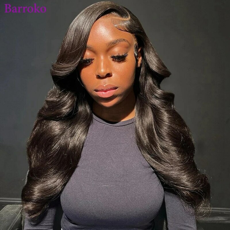 Barroko-Peluca de cabello humano ondulado para mujer, postizo de encaje frontal 13x6, encaje transparente, 4/27 de densidad, Remy brasileño, 180