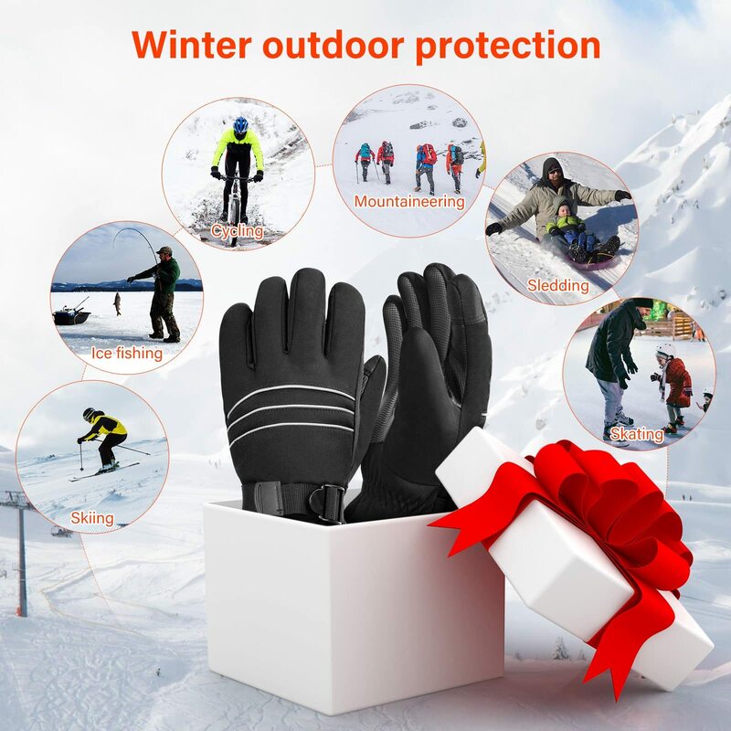 Heated Gloves for Men Women，Outdoor rechargeable waterproof ski riding heated gloves