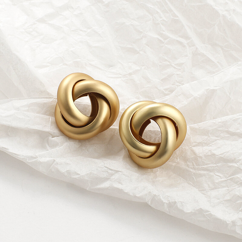 AENSOA 2024 nuovi orecchini Color oro opaco per le donne più alla moda rotondi geometrici Twist Drop Earring Fashion Statement Jewelry