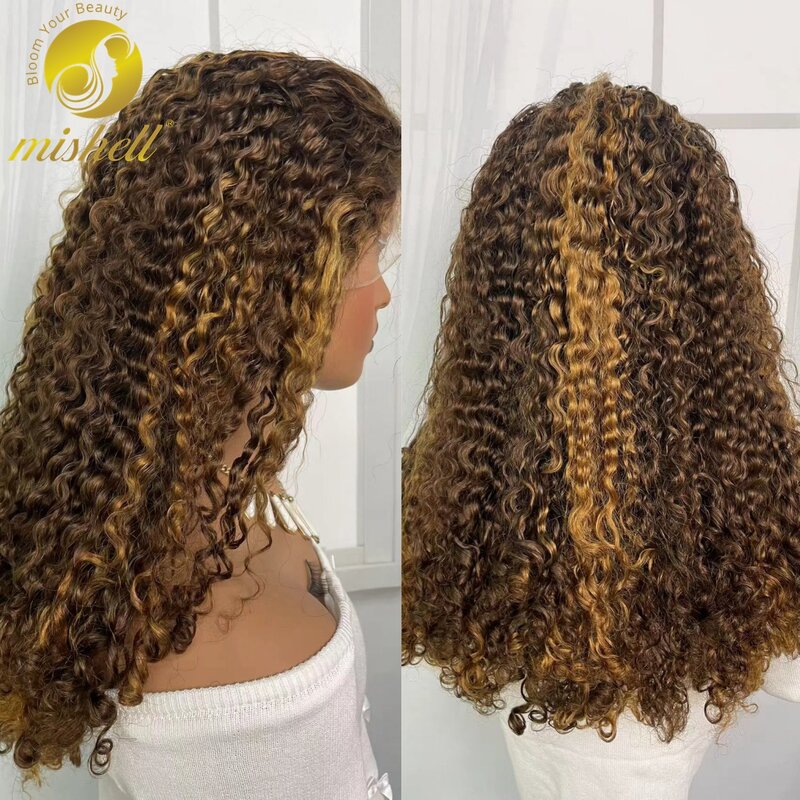 Pelucas de cabello humano rizado para mujeres negras, pelo Remy predespuntado con encaje frontal transparente, corte Bob, densidad de 250%, 13x4 HD