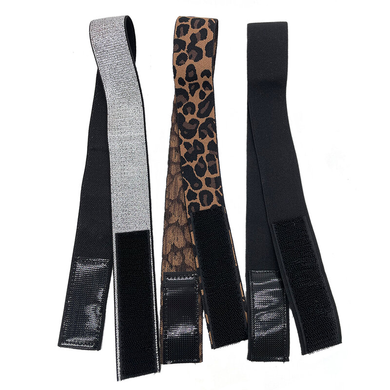 Banda elástica para peluca, banda de fusión de encaje negro de leopardo plateado para colocar bordes, banda ajustable para peluca de encaje Meling, 3 piezas