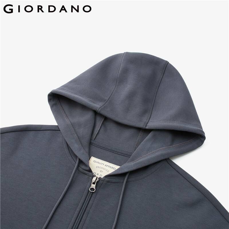 Giordano – sweat à capuche pour femmes, ample, Simple, avec poche Kanga, patte ouverte, fermeture éclair sur le devant, 05372100