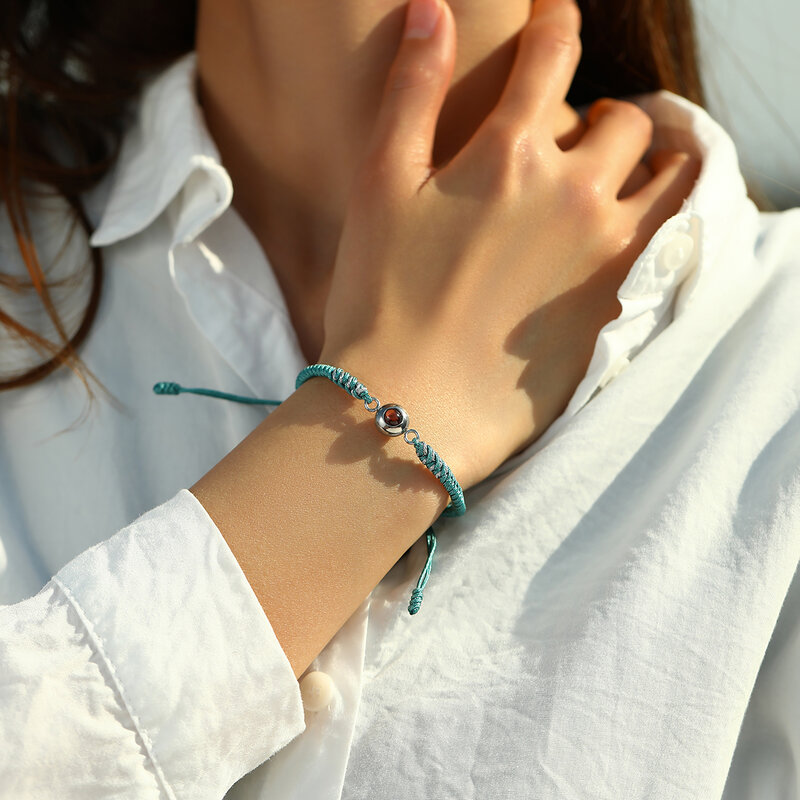 Benutzer definierte Armband mit Bild in personal isierten Projektion Foto geflochtenen Seil Armband für Frauen Männer Gedenk schmuck Geschenke