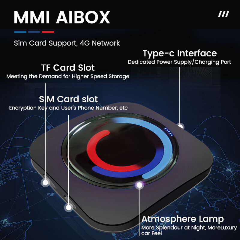 Nowy bezprzewodowy Carplay AI BOX Android 10.0 4G + 64G dla BMW ID6 ID7 ID8 8 rdzeń obsługuje 4G i WiFi wbudowany GPS Google PLay Stor