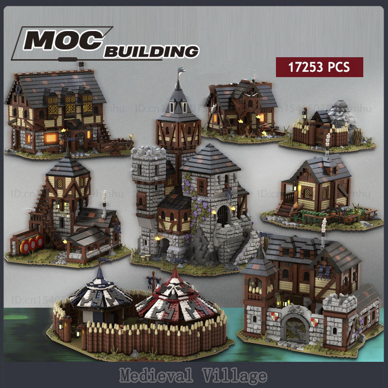 UCS Castle Architecture Building Blocks, MOC Building Block, Ultimate Modelo de Vila Medieval, Coleção De Tijolos De Tecnologia, Street View Brinquedos Presentes