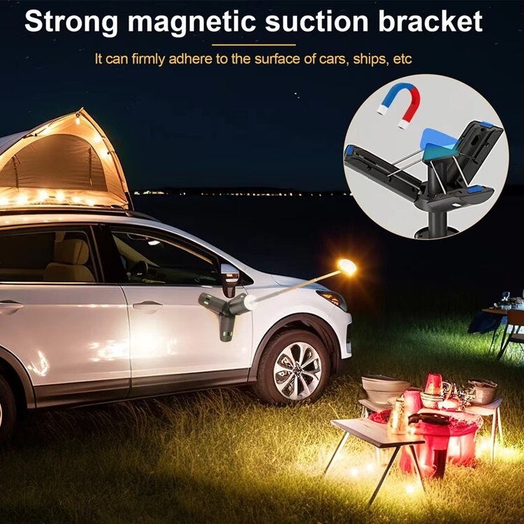 Lanterna telescópica com base de tripé magnético LED leve, aventura, caminhadas, tendas de pesca, acampamento, ambiente, luz de acampamento, 10000mAh