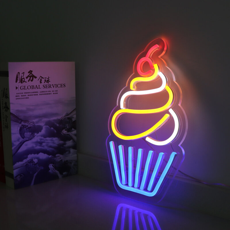 체리 컵케이크 LED 네온 사인, 유연한 네온 사인, 케이크 샵 플렉스 네온