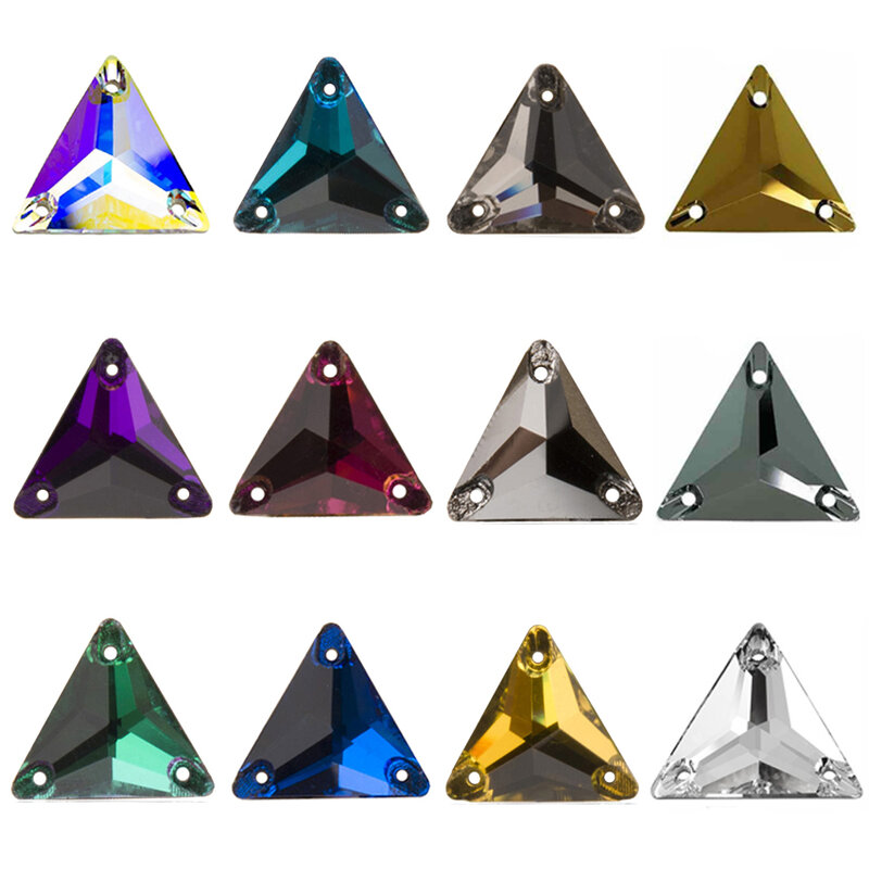 YANRUO-diamantes de imitación triangulares para costura, piedras para coser, cuentas de vidrio, parte trasera plana, 3270