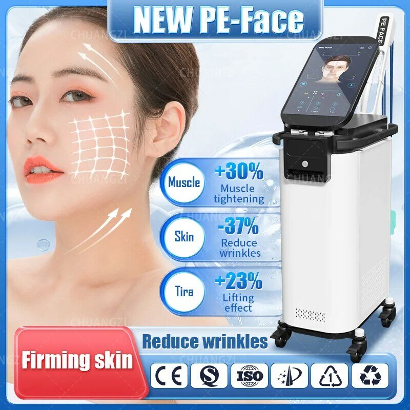 RF Face Lifting Profissional Facial Electroporation Máquina, EMS Massageador Dispositivo, PEFACE Esculpir, Face Pads
