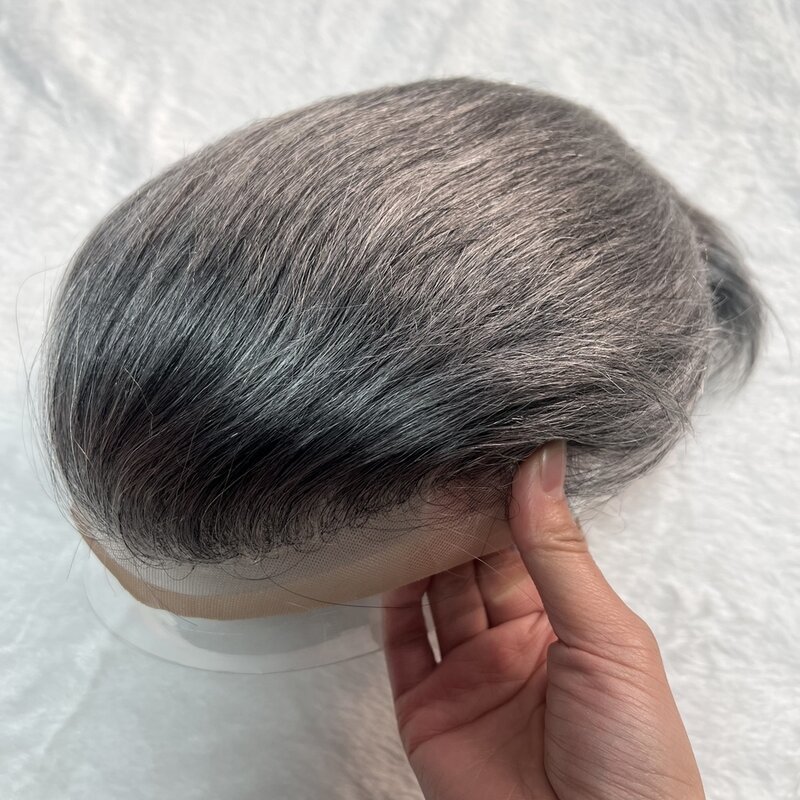 Human Hair Toupee For Men Holloywood lace 8*10 Straight Hair Men Wigs 1b50 color  Hair Replacement For Men Human Hair System