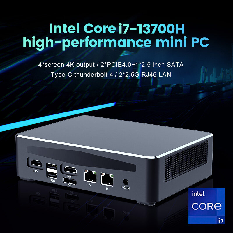 คอมพิวเตอร์ขนาดเล็ก13th เจนเนอเรชัน Raptor Lake Intel i7 13700H I9 13900H 14 core 20เธรด Windows 11 PCIE4.0 2 * LAN WiFi6คอมพิวเตอร์ตั้งโต๊ะสำหรับเล่นเกม