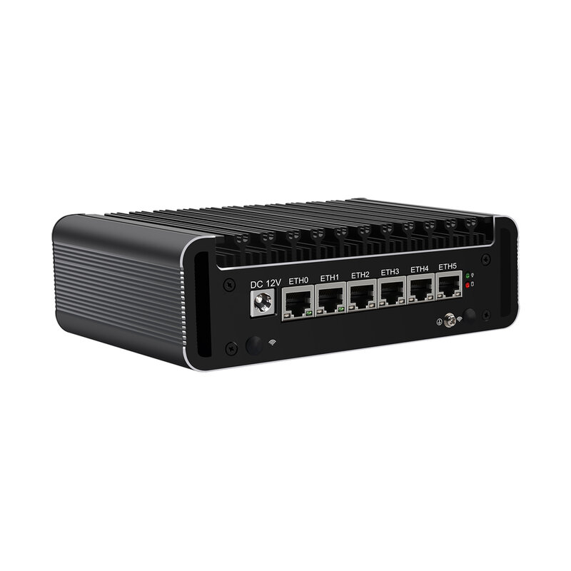 HUNSN ARJ07, perlengkapan Micro Firewall, Router PC,Intel Core I5 1135G7 / I7 1165G7,6 x Intel 2.5GbE I226-V LAN, HDMI,COM