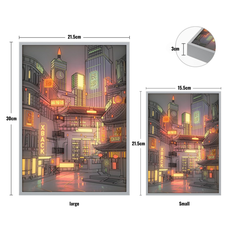 Картина в стиле аниме, искусственный город, функция ночного видения, HD картина, узкий ободок, usb разъем, затемнение, романтические украшения для дома, ночная лампа