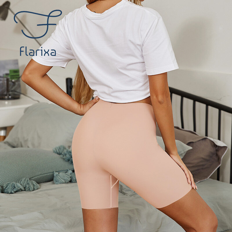 Flarixa Summer Seamless Safety Shorts Under Skirt Pants Comfort High Waist Boyshorts Ice Silk Boxers for Women's Cycling Shorts