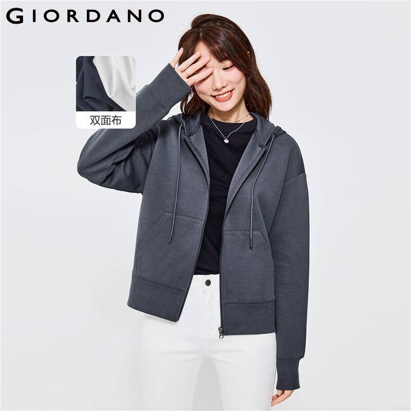Giordano-Moletons soltos com capuz de bolso kanga, fecho frontal, simples, 05372100