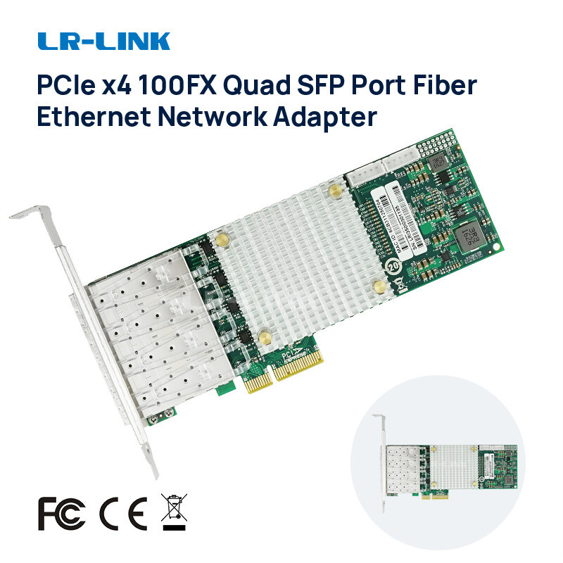 Adaptateur réseau Ethernet en Fiber, Intel I350 BasedPCIe x4 100FX Quad Port SFP (4 x SFP), LREC9054PF-4SFP