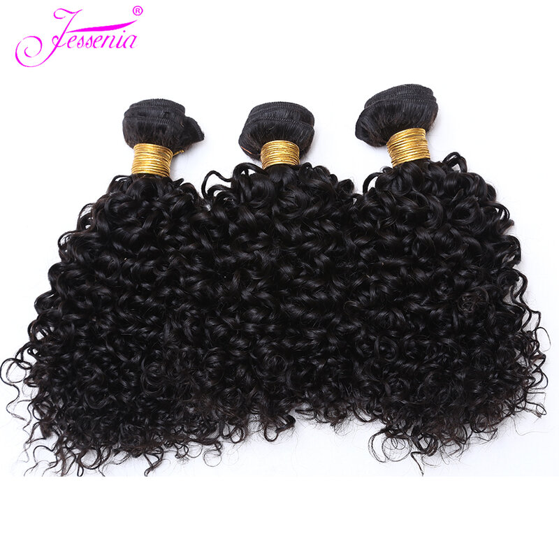 Curto Afro Kinky Curly Hair, Extensão Weave Cabelo Humano, 3 Pacotes Deal, Raw Indian, 100% Virgem, Cor Natural, 100g por PC