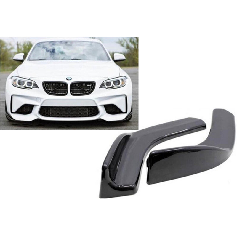 Universal Perfect Fitment on All Cars Front Bumper Corner Flaps Extension Left and Right Piano Gloss Black Plastic