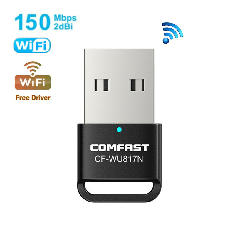 Adaptor Wifi USB Mini antena Wi-fi 150M jaringan nirkabel kartu Ethernet penerima wifi Dongle Free Driver adaptor kartu Wifi