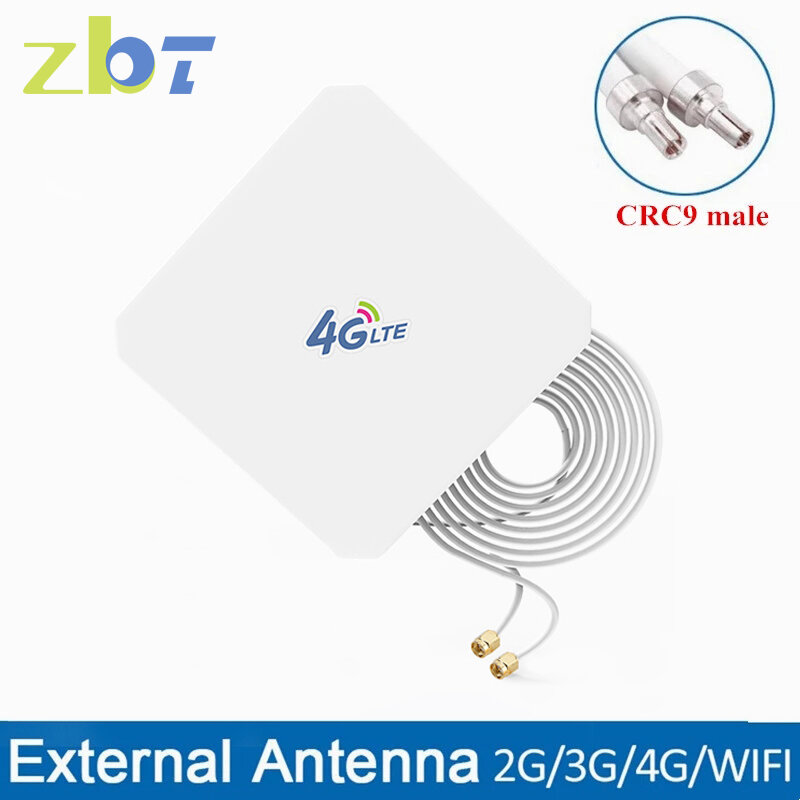 Zbt 4g lte antena 35dbi painel antenas com sma ts9 crc9 macho conector 3m cabo para 4g roteador adaptador conector sinal zoom