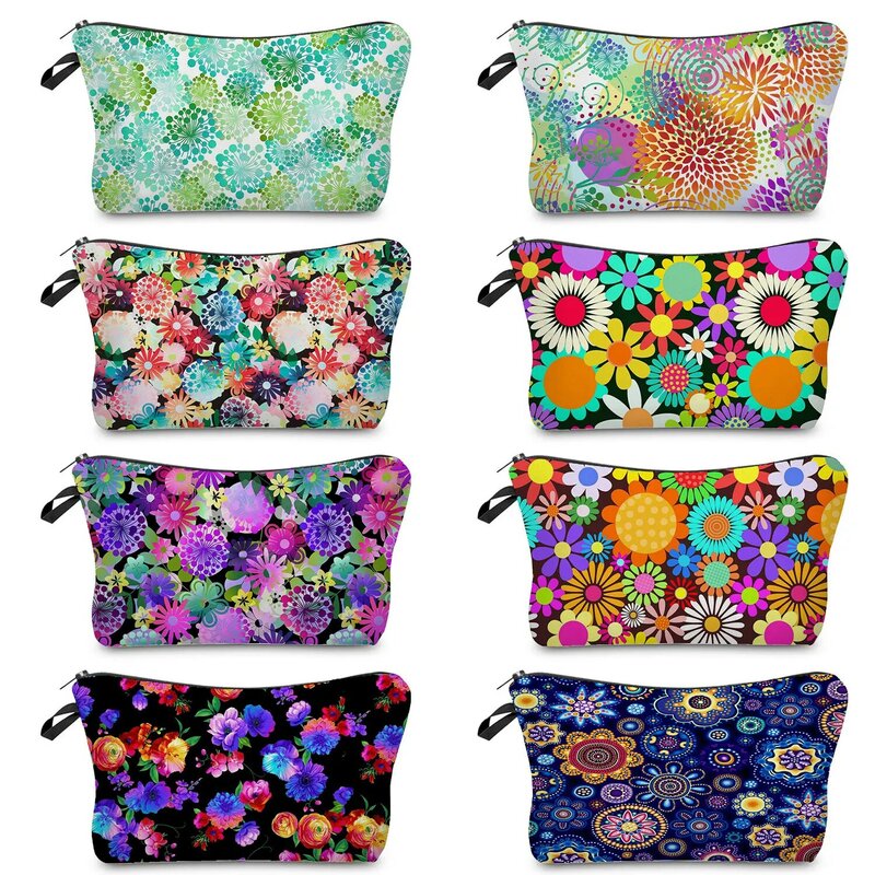 Teacher Appreciation Gifts Travel Toiletry Bag Floral Print Colorful Flower Women's Cosmetic Bag Ladies Portable Toilet Bags