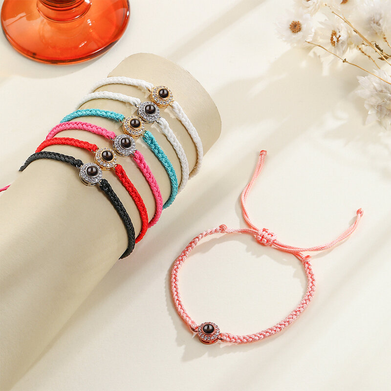 Personal isierte Projektion Armband mit Bild in benutzer definierten Foto geflochtenen Seil Armband für Frauen Männer Jubiläum Geschenk Schmuck