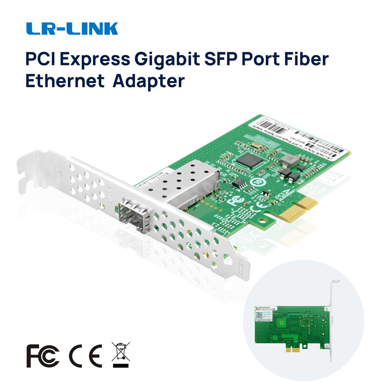 LR-LINK 6230PF-LX/SFP Kartu Jaringan Gigabit PCle X1 1000 Adapter Ethernet Fiber Desktop Dasar NIC Berdasarkan L210IS