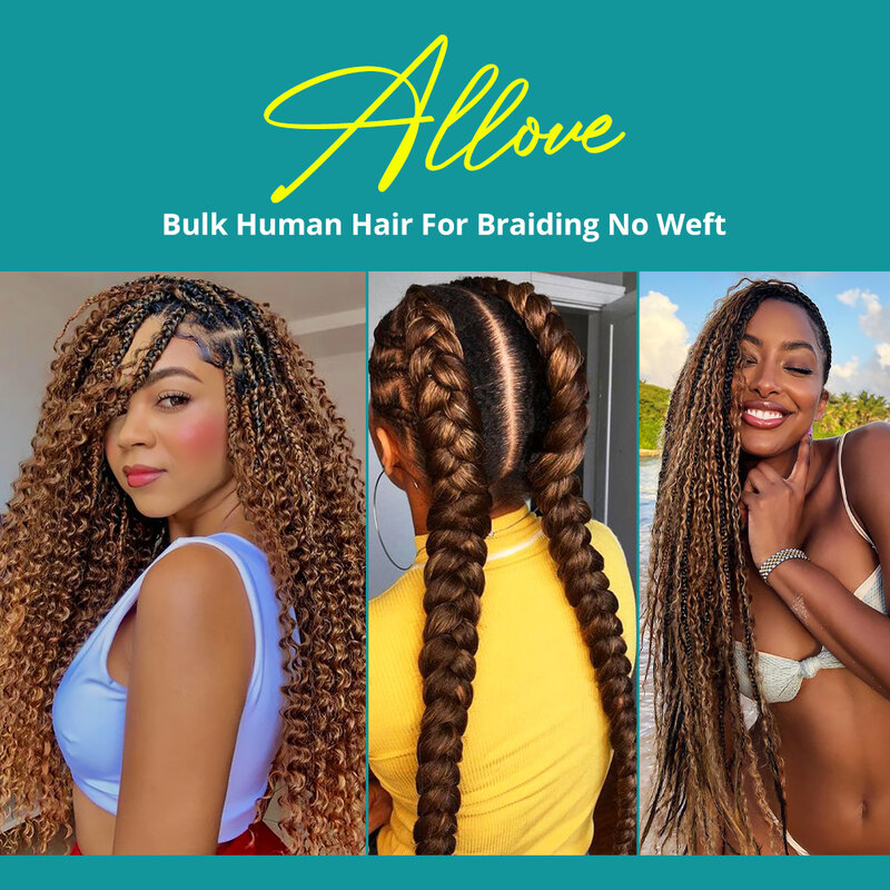 Highlight Bulk Human Hair For Braiding 4 27 Ombre Blonde Deep Wave Human Hair Bundles No Weft Bundles For Women Hair Extensions