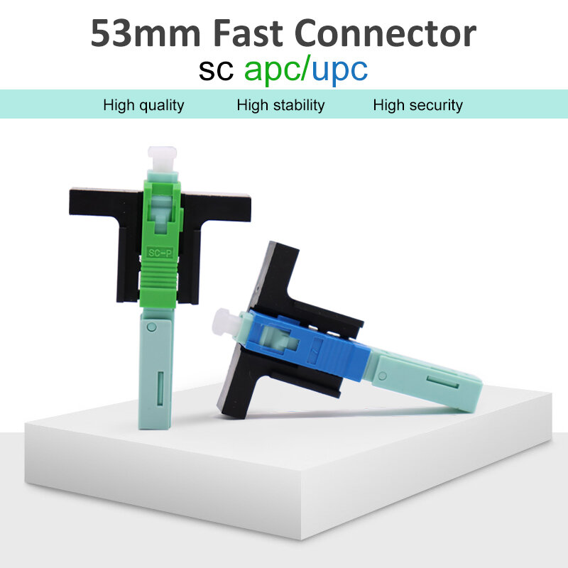 Conector rápido de Fibra óptica APC SC FTTH, conector rápido de Fibra óptica integrado de 53mm, de alta calidad, SC UPC