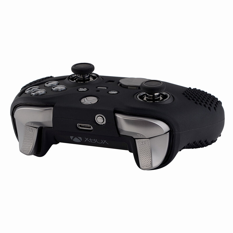 EXtremeRate-funda de silicona antideslizante para Xbox One Elite Series 2, protector suave para mando, color negro