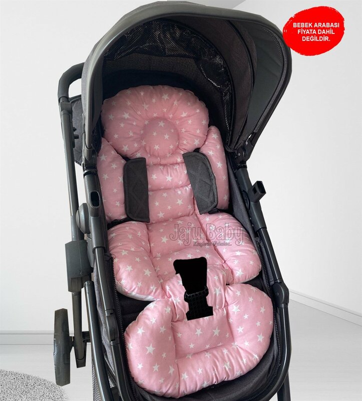 Bantal kereta bayi bintang merah muda buatan tangan