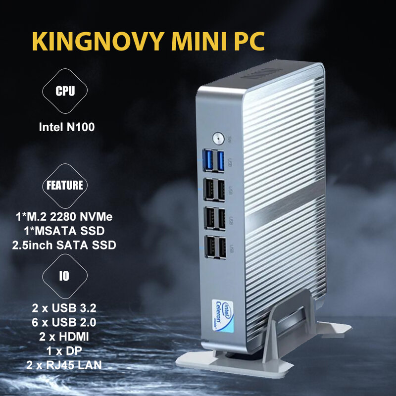 Mini ordenador de escritorio Intel N100, Windows 11 Pro, 4K, 2 x HDMI, DP Display, USB3.2 3x, RJ45 Ethernet para negocios, uso doméstico y de oficina