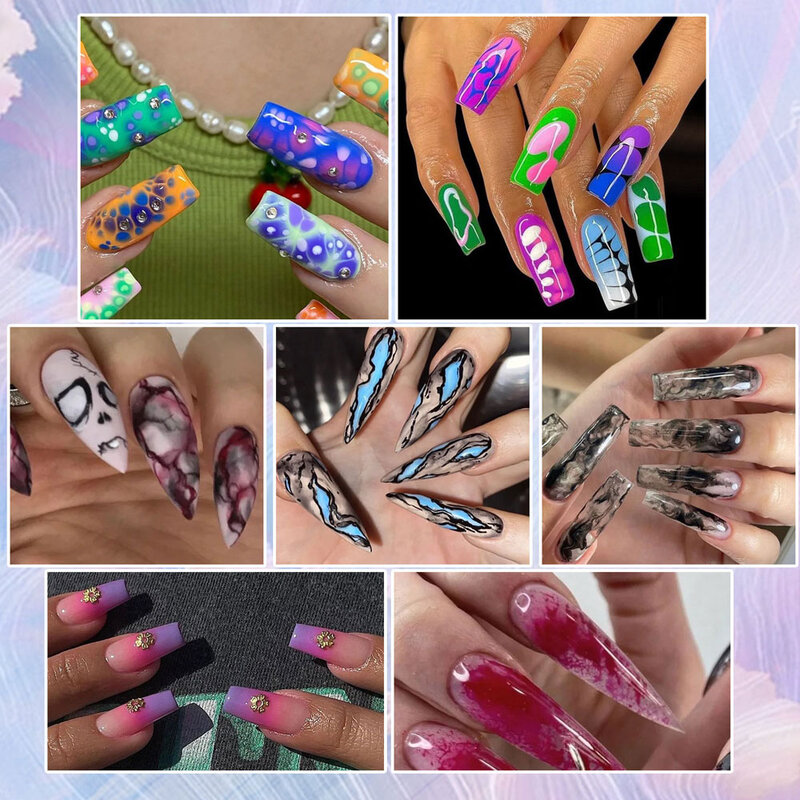 Esmalte de uñas en Gel, 8ml, transparente, acuarela, diseño de arte de uñas, efecto de flor, Soak Off, UV LED, manicura