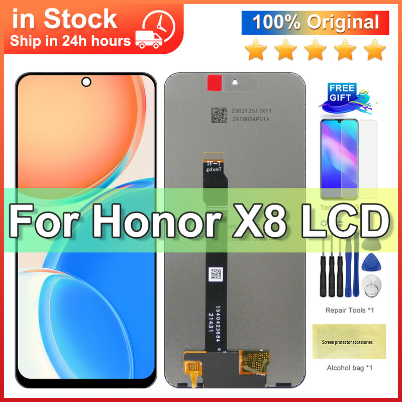 Honor X8 4G LCD 디스플레이 터치 스크린 디지타이저 어셈블리, 프레임 포함, Honor X8 2022 TFY LX1 LX2 LX3 디스플레이, 6.7 인치