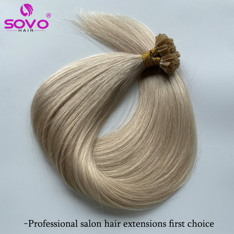 Pre Bonded V Tip przedłużanie włosów ludzkich keratynowe przedłużanie włosów 12-26 Cal 100 pasmo 100% prawdziwe włosy Remy jedwabiste proste
