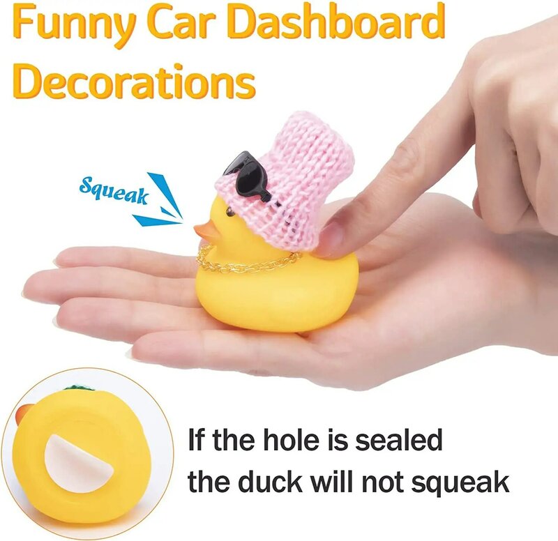 Rubber Duck Car Ornaments Yellow Duck Car Dashboard Decorations with Propeller Helmet for Christmas Decor and Home Decorations